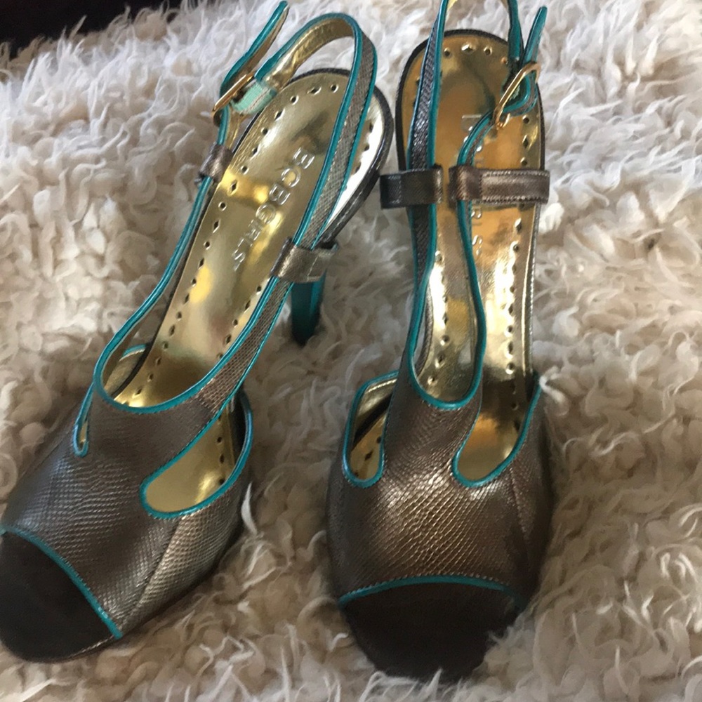 Beautiful Metallic and Teal Shoes